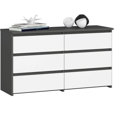 Commode Lola 100 cm 6 tiroirs Gris blanc