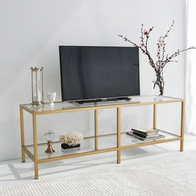 Meuble TV GOLD  en Verre - or - design moderne et élégant - 130x45x40cm