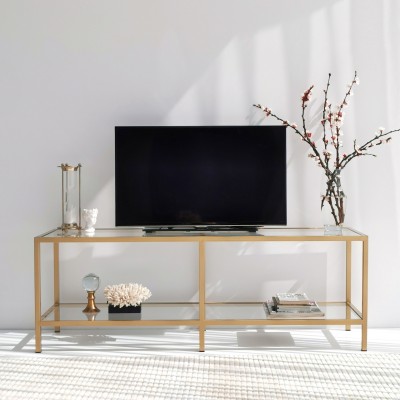 Meuble TV GOLD  en Verre - or - design moderne et élégant - 130x45x40cm