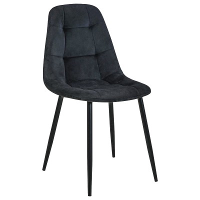 Lot De 2 Chaises Matelassées Velours Noir