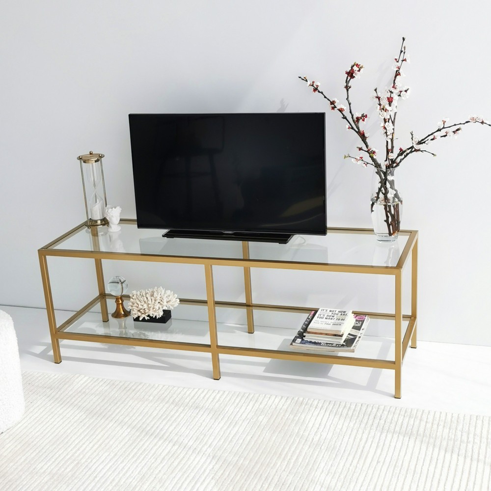 Meuble TV GOLD  en Verre - or - design moderne et élégant - 130x45x40cm