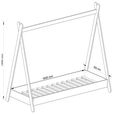 Lit enfant tipi 160x80 avec matelas blanc