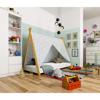 Lit enfant tipi 160x80 avec matelas blanc