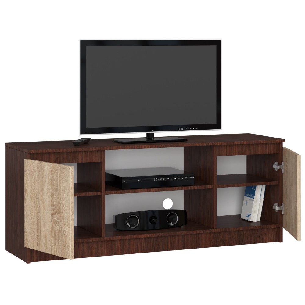 Meuble  TV MIRA 2 portes 2 étagères 140x40x55 cm