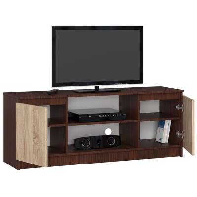 Meuble  TV MIRA 2 portes 2 étagères 140x40x55 cm