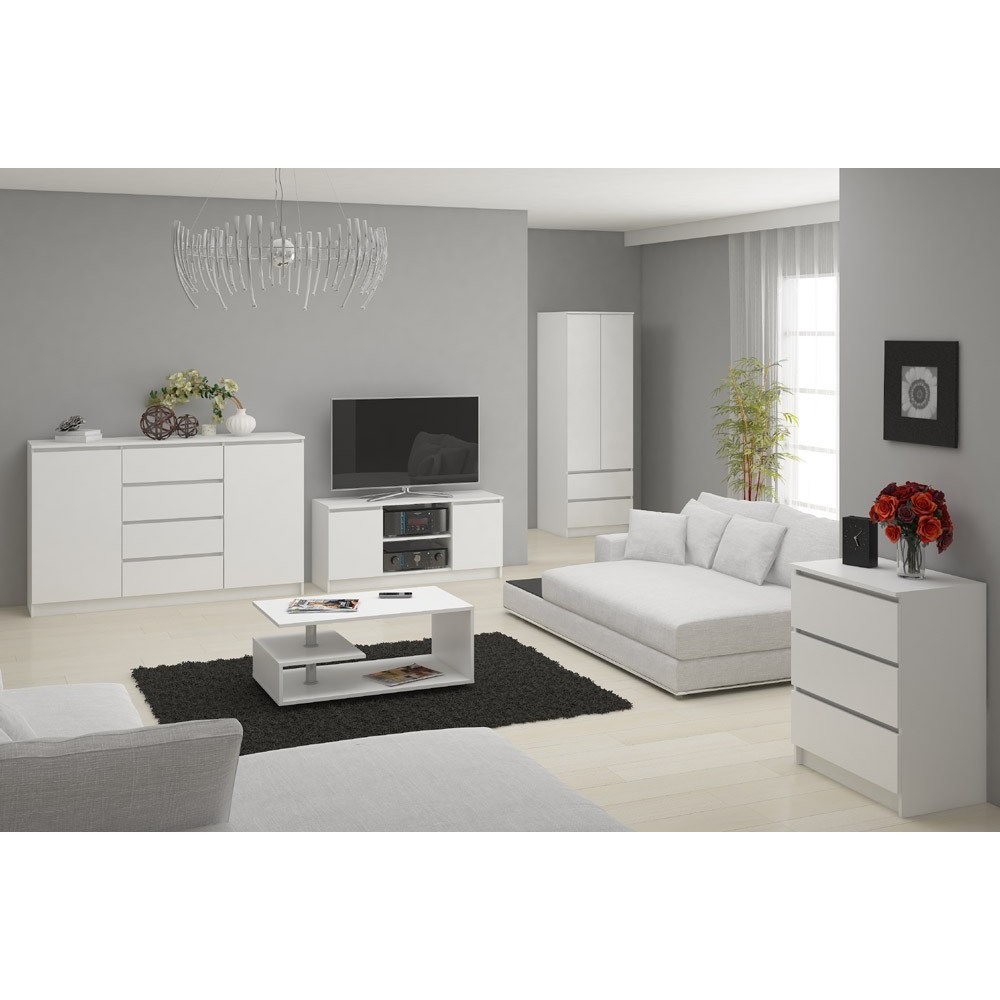 Meuble TV CASA 2 Étagères 120x40x55 Cm Blanc