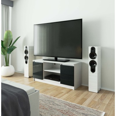 Meuble  TV MIRA 2 portes 2 étagères 140x40x55 cm