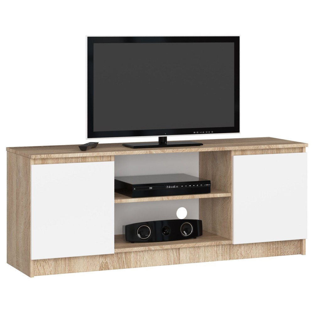 Meuble  TV MIRA 2 portes 2 étagères 140x40x55 cm