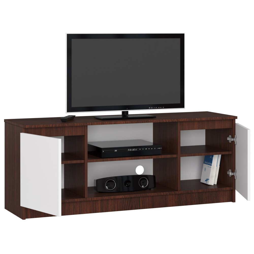 Meuble  TV MIRA 2 portes 2 étagères 140x40x55 cm