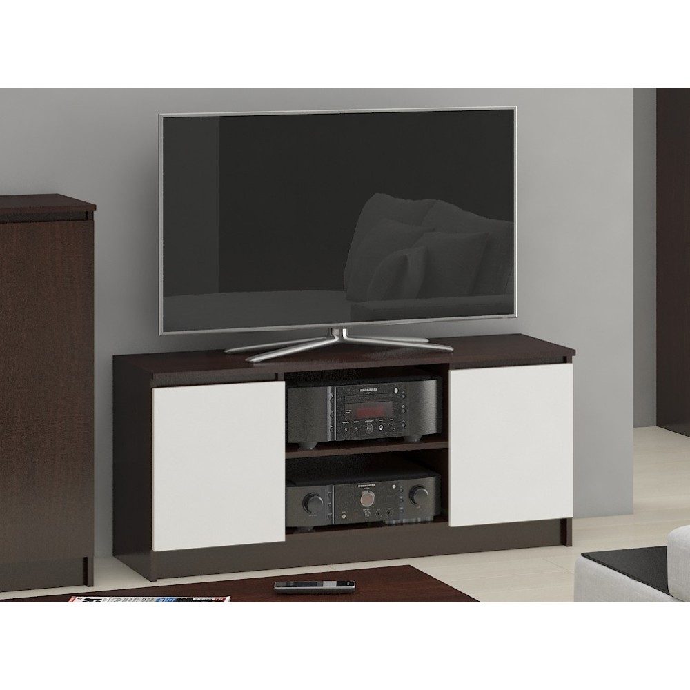Meuble  TV MIRA 2 portes 2 étagères 140x40x55 cm