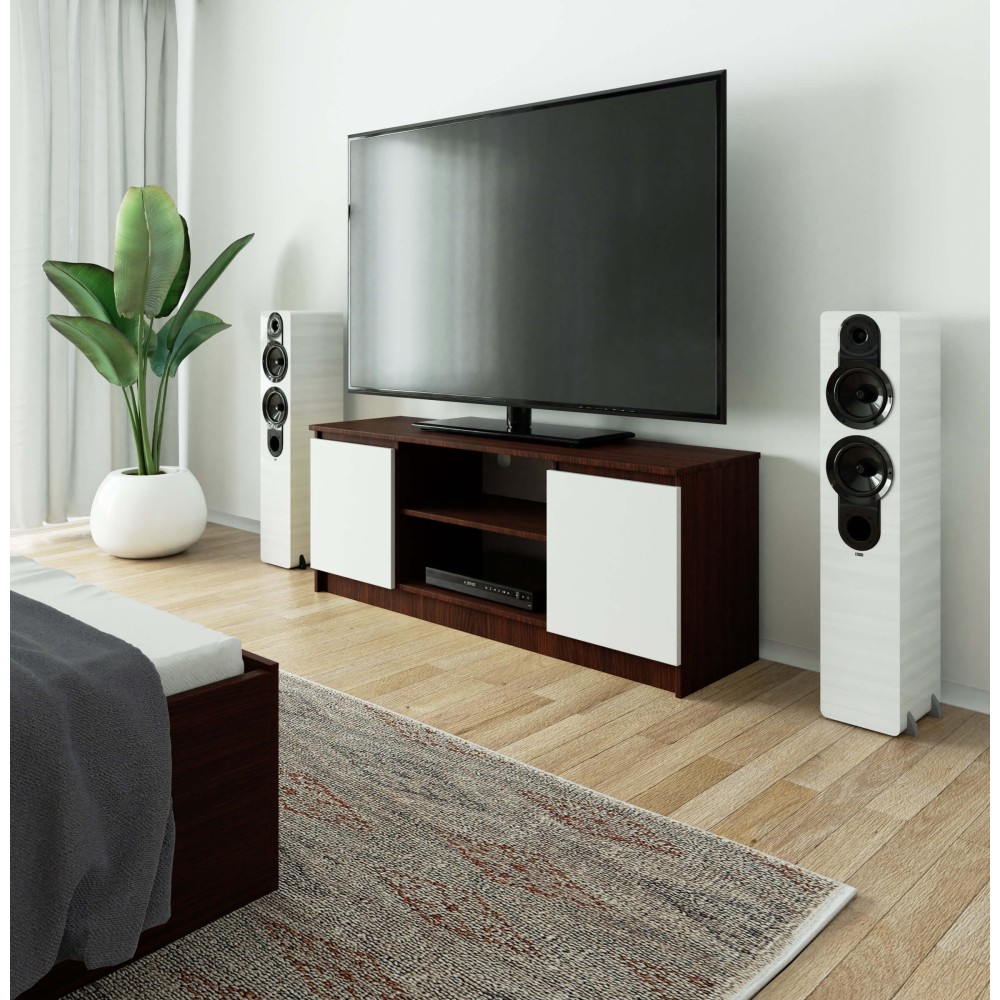 Meuble  TV MIRA 2 portes 2 étagères 140x40x55 cm