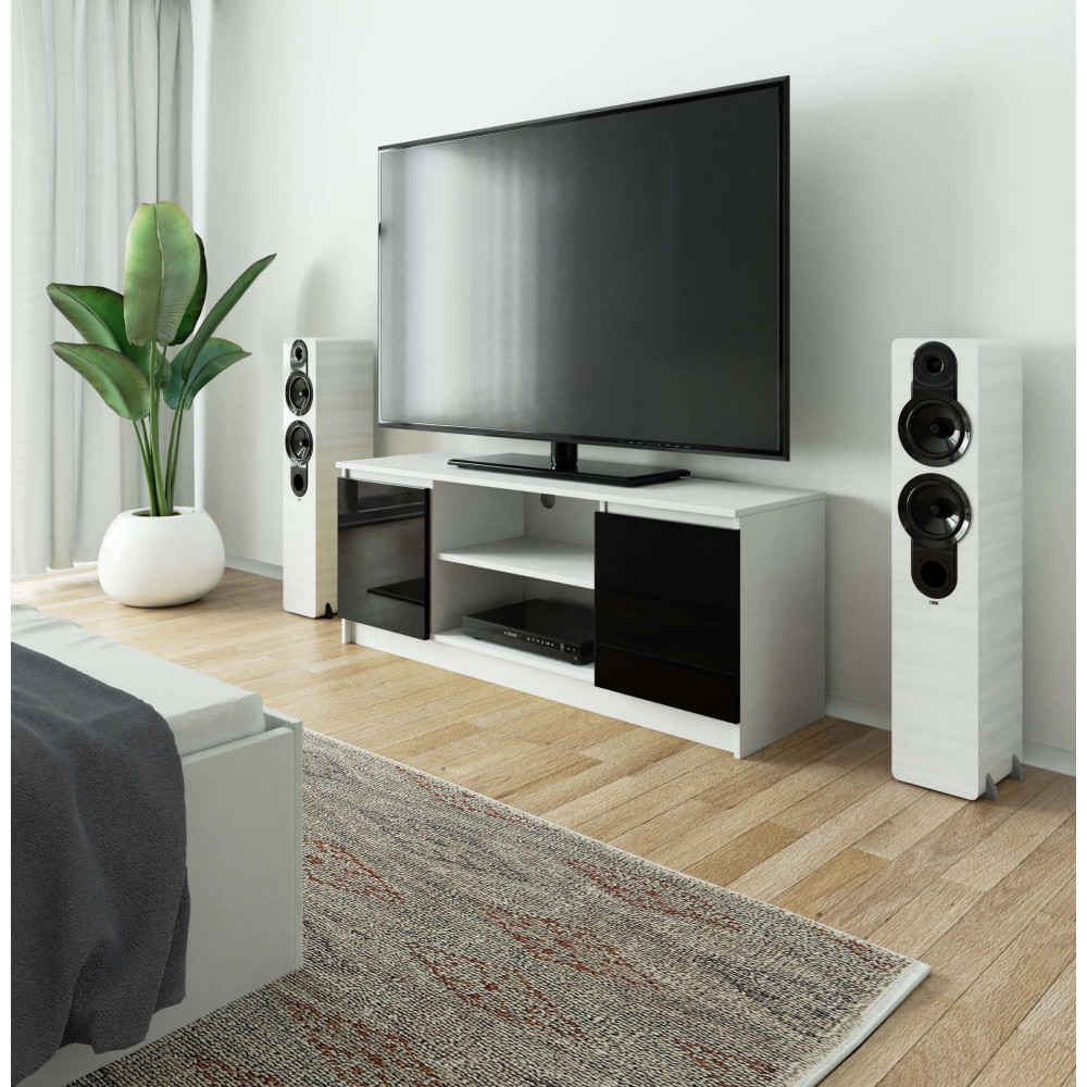 Meuble  TV MIRA 2 portes 2 étagères 140x40x55 cm