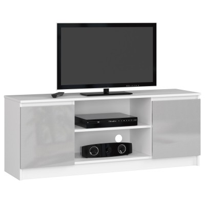 Meuble  TV MIRA 2 portes 2 étagères 140x40x55 cm