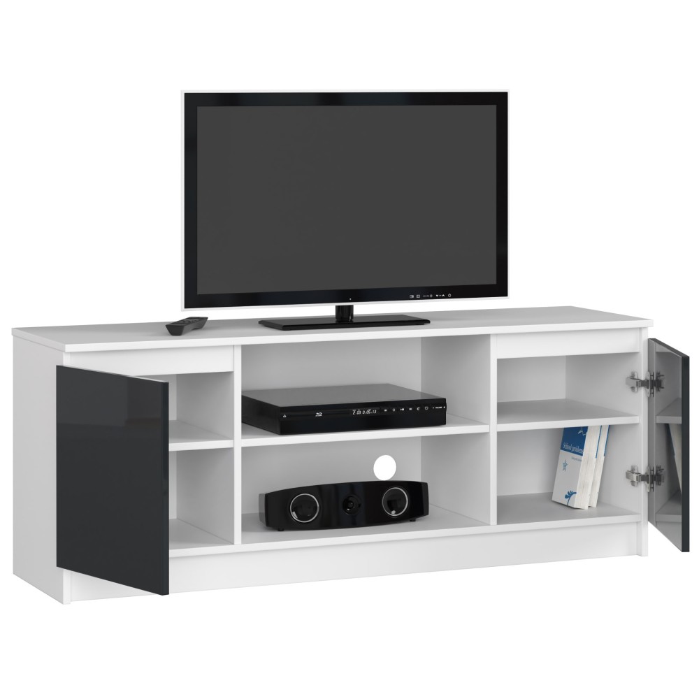 Meuble  TV MIRA 2 portes 2 étagères 140x40x55 cm