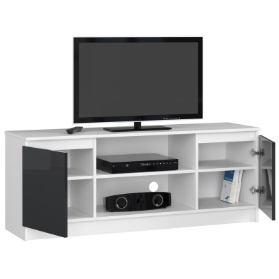 Meuble  TV MIRA 2 portes 2 étagères 140x40x55 cm