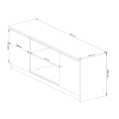 Meuble  TV MIRA 2 portes 2 étagères 140x40x55 cm