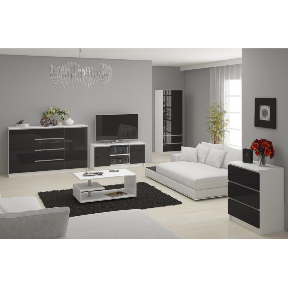 Meuble  TV MIRA 2 portes 2 étagères 140x40x55 cm