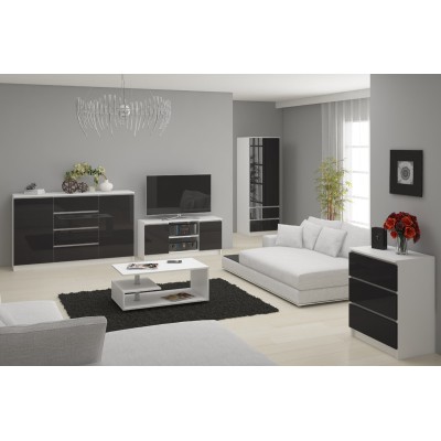 Meuble  TV MIRA 2 portes 2 étagères 140x40x55 cm