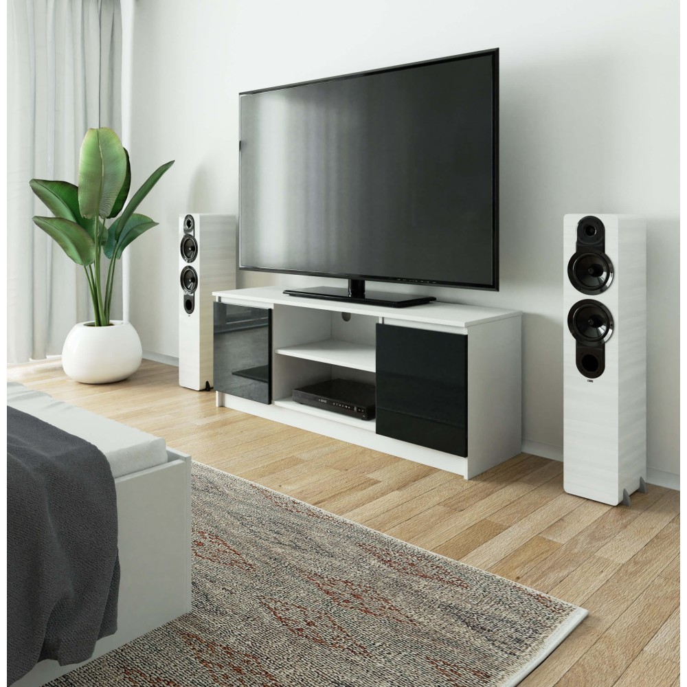 Meuble  TV MIRA 2 portes 2 étagères 140x40x55 cm