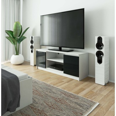 Meuble  TV MIRA 2 portes 2 étagères 140x40x55 cm