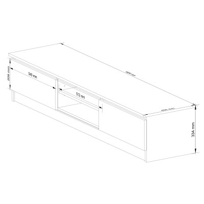 Meuble TV Blanc 160 cm 2 portes Grise 2 étagères 160x40x33 cm