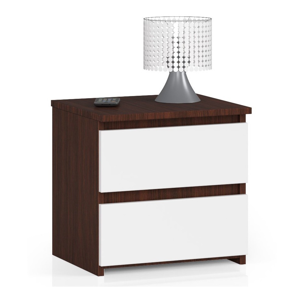 Table de chevet Bois MDF SINA 40x35x40 cm 2 tiroirs 30X30 cm 