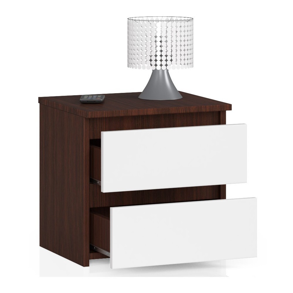 Table de chevet Bois MDF SINA 40x35x40 cm 2 tiroirs 30X30 cm 