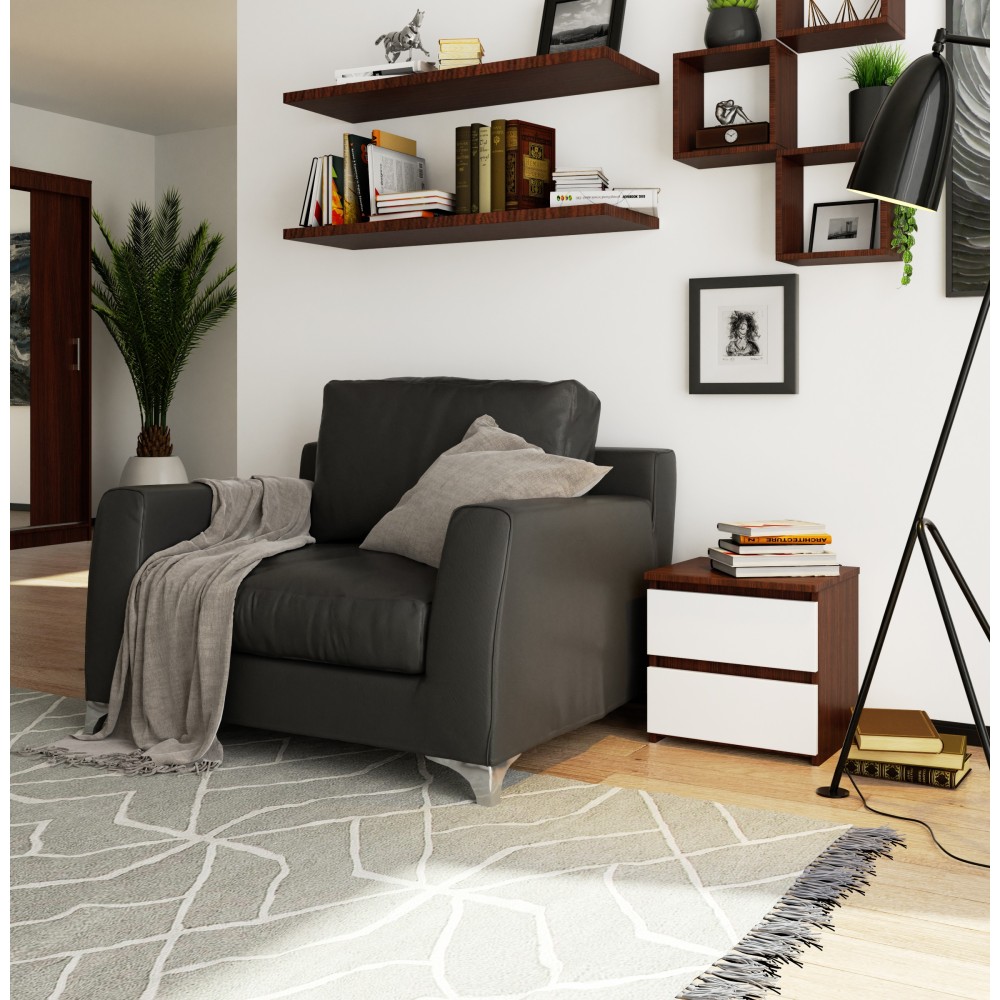 Table de chevet Bois MDF SINA 40x35x40 cm 2 tiroirs 30X30 cm 