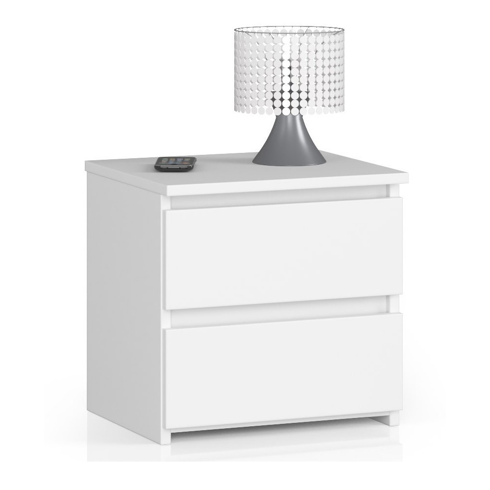 Table de chevet Bois MDF SINA 40x35x40 cm 2 tiroirs 30X30 cm 