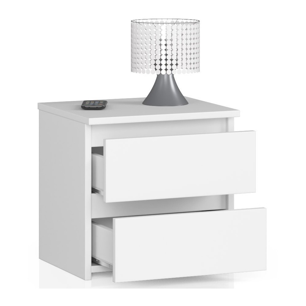 Table de chevet Bois MDF SINA 40x35x40 cm 2 tiroirs 30X30 cm 