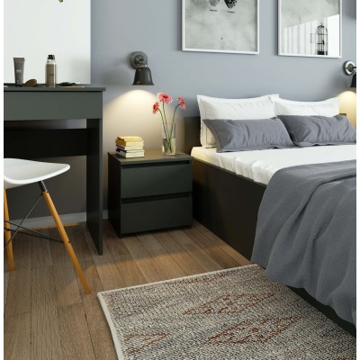 Table de chevet Bois MDF SINA 40x35x40 cm 2 tiroirs 30X30 cm 
