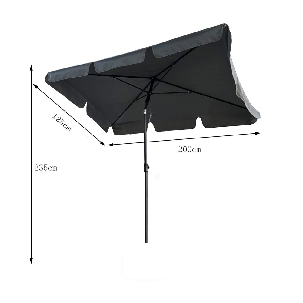 Parasol de jardin gris foncé 200x123x235 cm