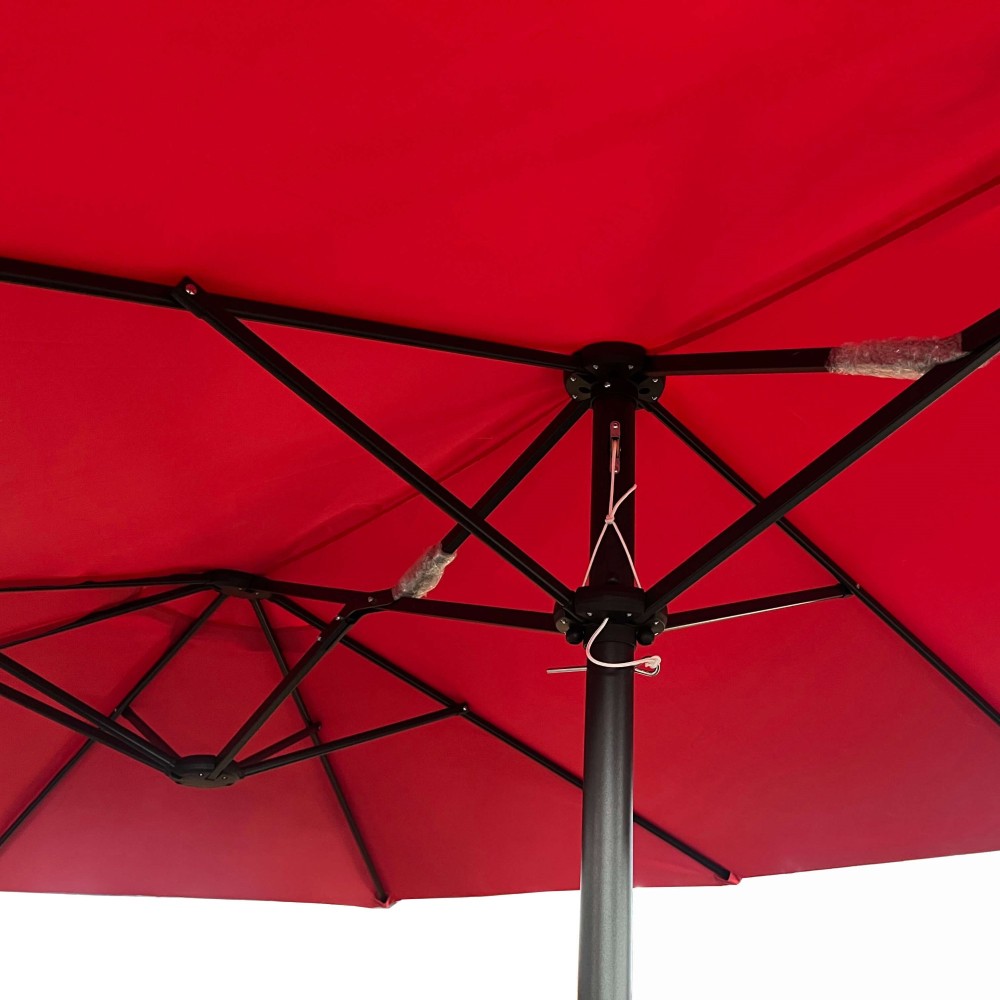 Parasol double de Jardin 460 X 270 X 245 Cm gris rouge