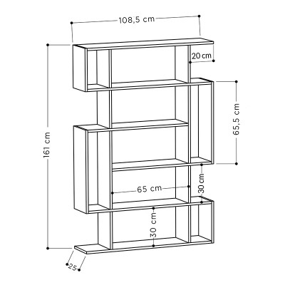 Bibliothèque design anthracite-bois 108,5x25,5x161 cm