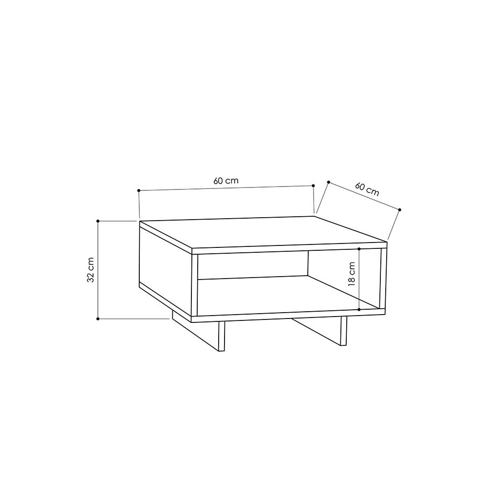 Table basse Hola Blanche pied anthracite 60x60x32 cm