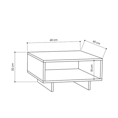 Table basse Hola Blanche pied anthracite 60x60x32 cm