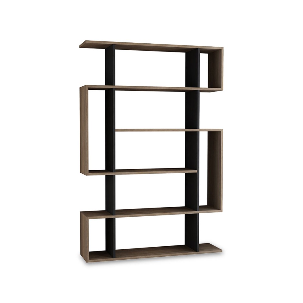 Bibliothèque design anthracite-bois 108,5x25,5x161 cm