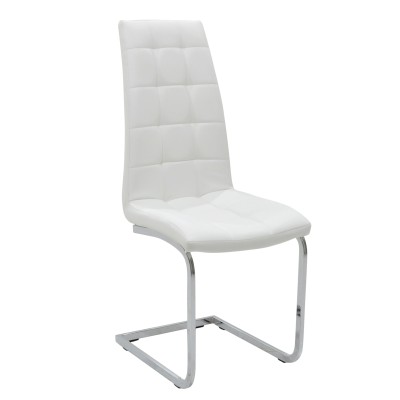 Chaise MIRA métal chromé simili cuir blanc