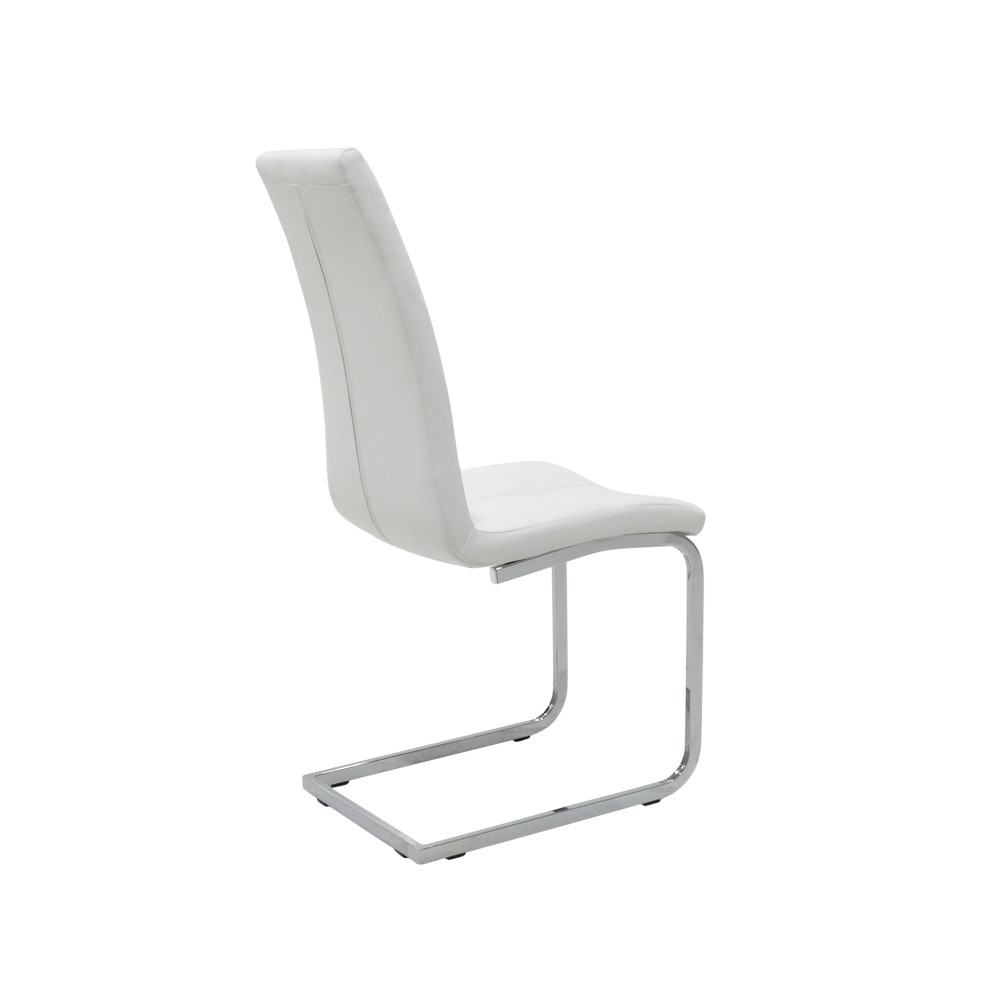 Chaise MIRA métal chromé simili cuir blanc