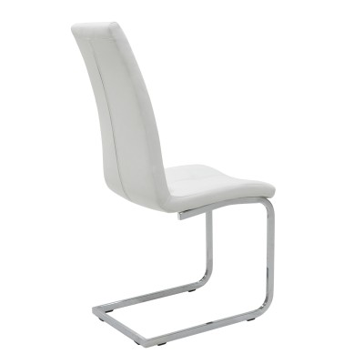 Chaise MIRA métal chromé simili cuir blanc