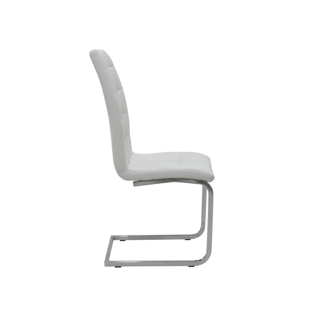 Chaise MIRA métal chromé simili cuir blanc