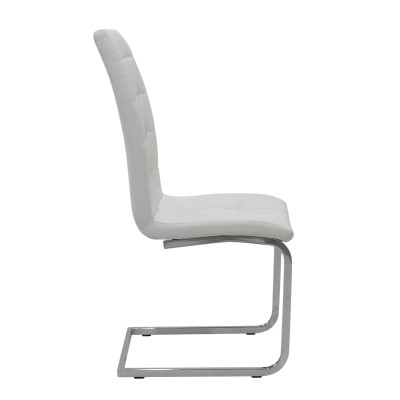 Chaise MIRA métal chromé simili cuir blanc