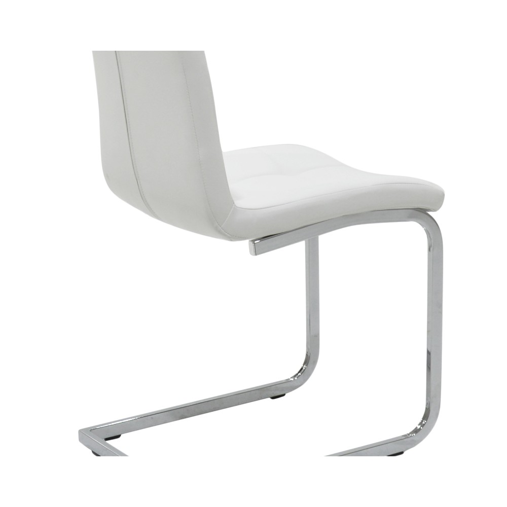 Chaise MIRA métal chromé simili cuir blanc