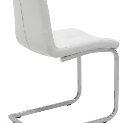 Chaise MIRA métal chromé simili cuir blanc