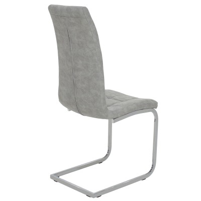 Chaise MIRA métal chromé simili cuir gris clair antique