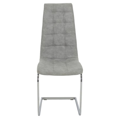 Chaise MIRA métal chromé simili cuir gris clair antique