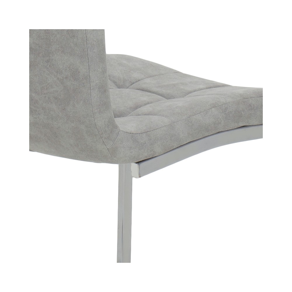 Chaise MIRA métal chromé simili cuir gris clair antique