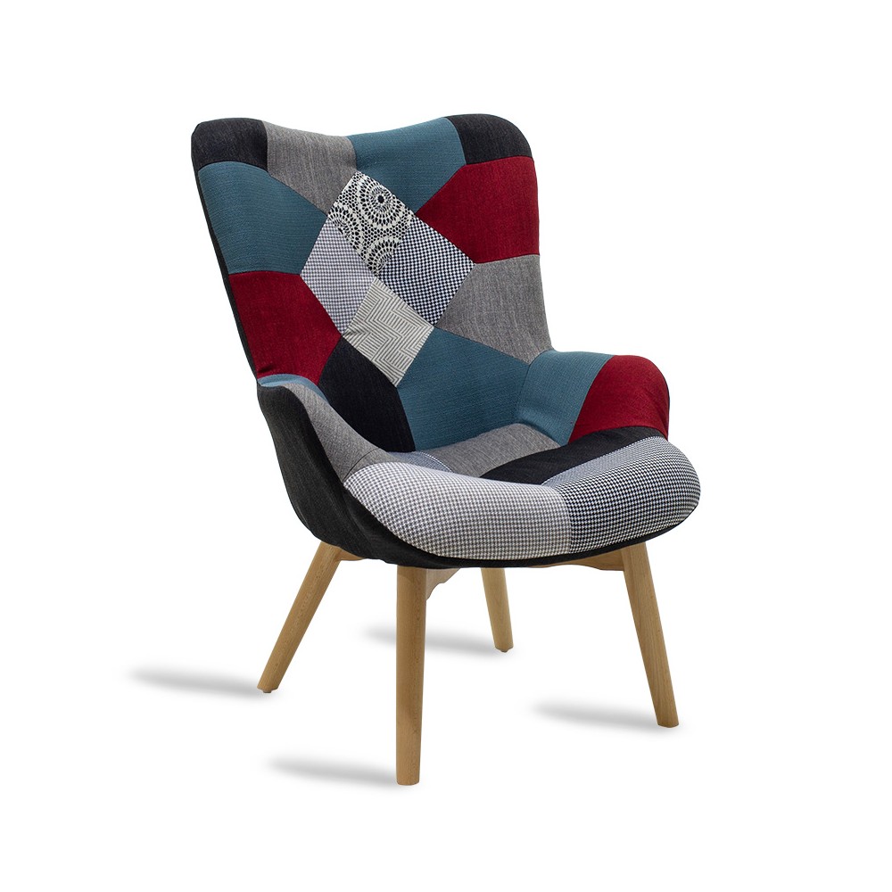 Fauteuil patchwork design rétro multicolore