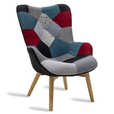 Fauteuil patchwork design rétro multicolore