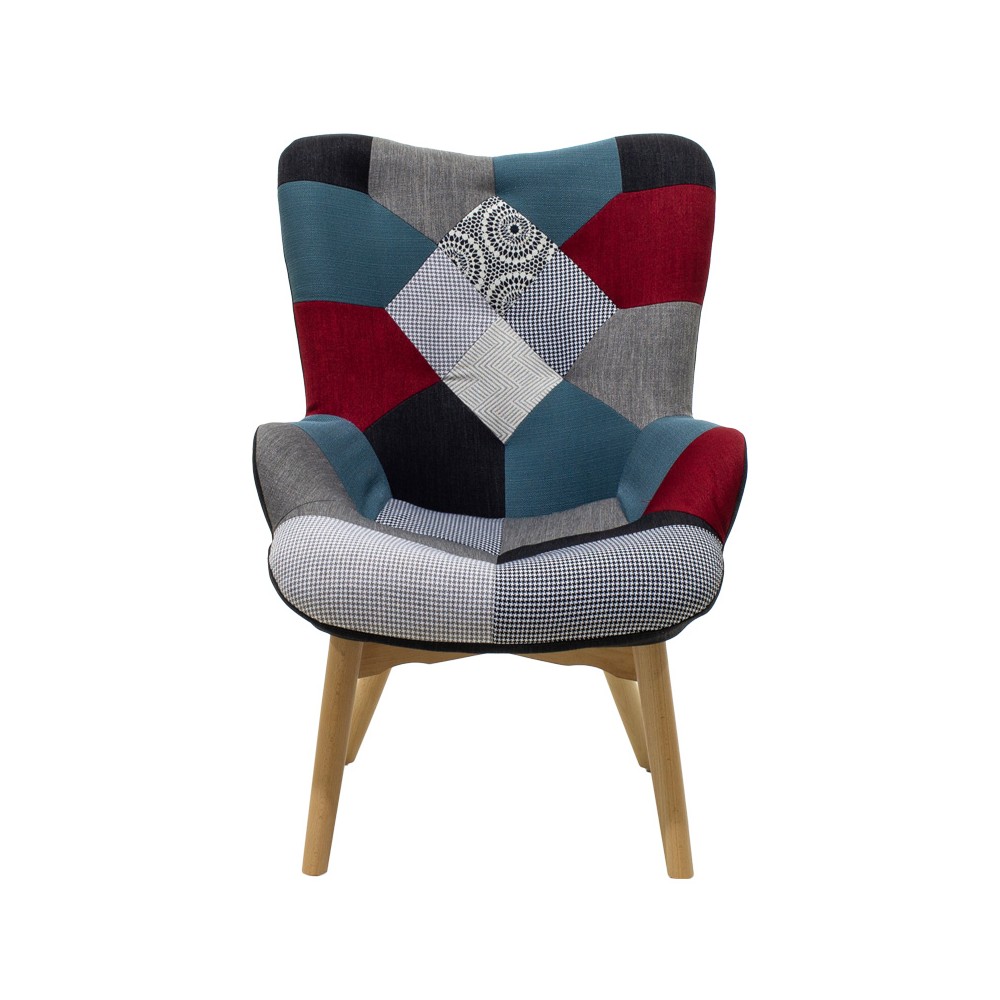 Fauteuil patchwork design rétro multicolore